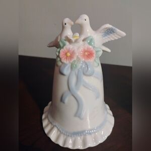 Vintage Ceramic Bird Bell with Floral Accents